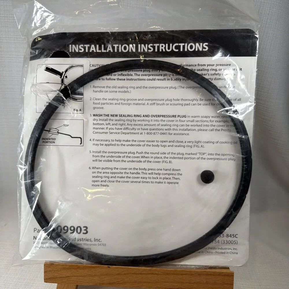 Presto 09903 Pressure Cooker Sealing Ring Gasket Overpressure Plug Genuine NIP